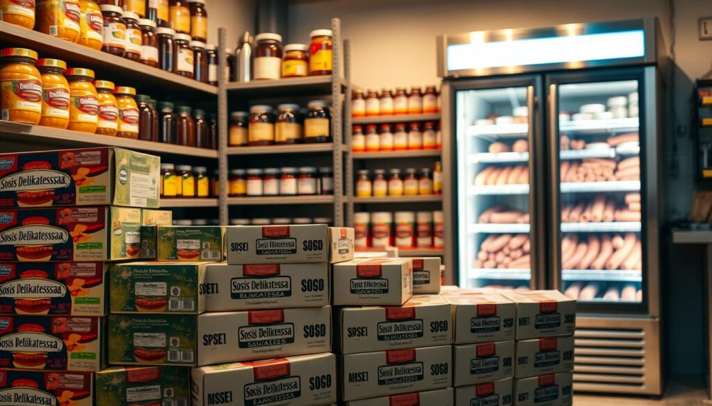 Kapasitas penyimpanan dan stok sosis